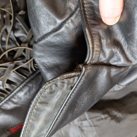 Vtg. 90s Leather Moto Jacket by PROTECH LEATHER APPAREL Made in USA - Picture 15 of 16